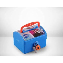 Tirelire enfant Max Plast avec cadenas bleue