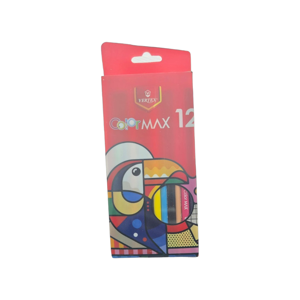 Ensemble de 12 crayons longs Vertex, crayons triangulaires - Multicolore