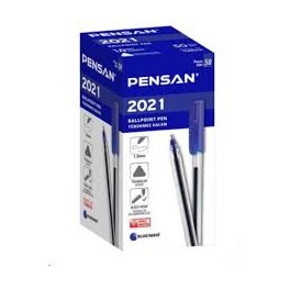 Stylo bille Pensan, triangulaire, lot de 50, pointe de 1 mm, bleu