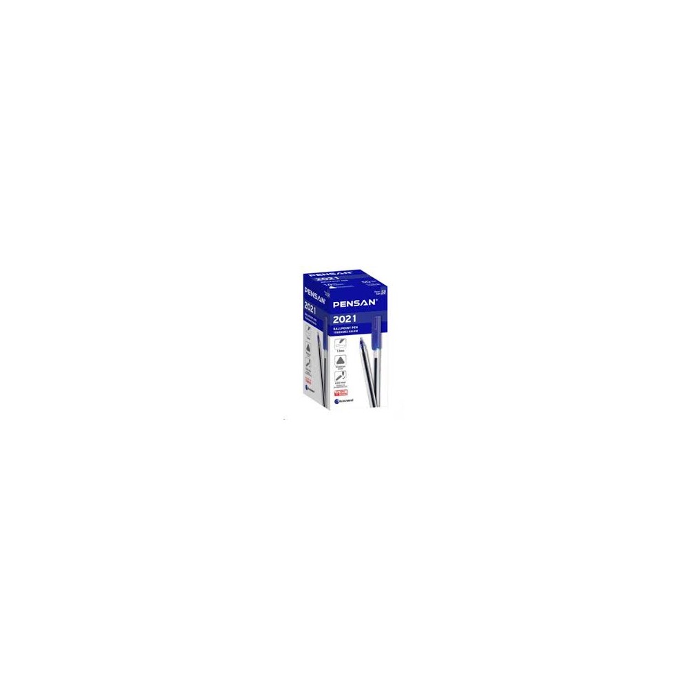 Stylo bille Pensan, triangulaire, lot de 50, pointe de 1 mm, bleu
