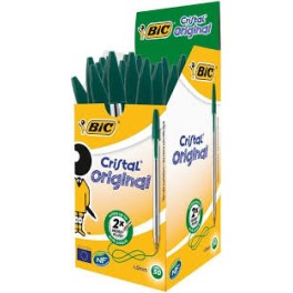 STYLO À BILLE BIC CRISTAL VERT  BOÎTE DE 50 UNITÉS 1,0 mm