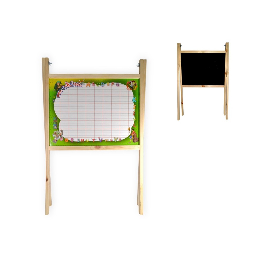 TABLEAU EN BOIS DOUBLE FACE AVEC LETTRES ALPHABET GM