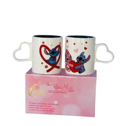 Lot de 2 tasses à café en céramique sur le thème de Stitch & Angel Love