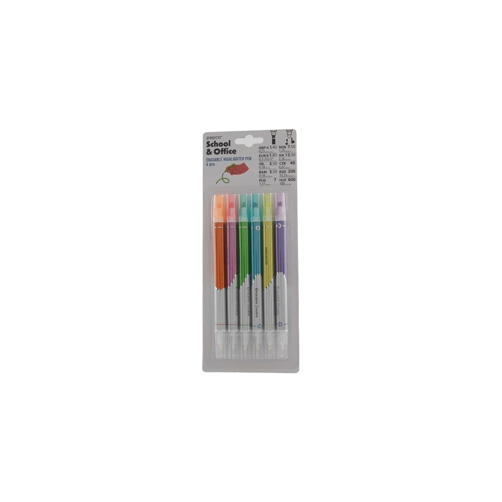 Lot de 6 surligneurs effaçables