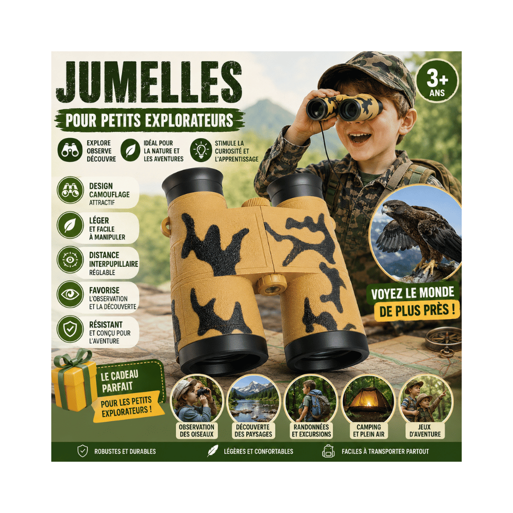 JUMELLES JOUETS MILITAIRES EN PLASTIQUE, CAMOUFLAGE, JAUNE, PETITES, PRATIQUES POUR LES ENFANTS
