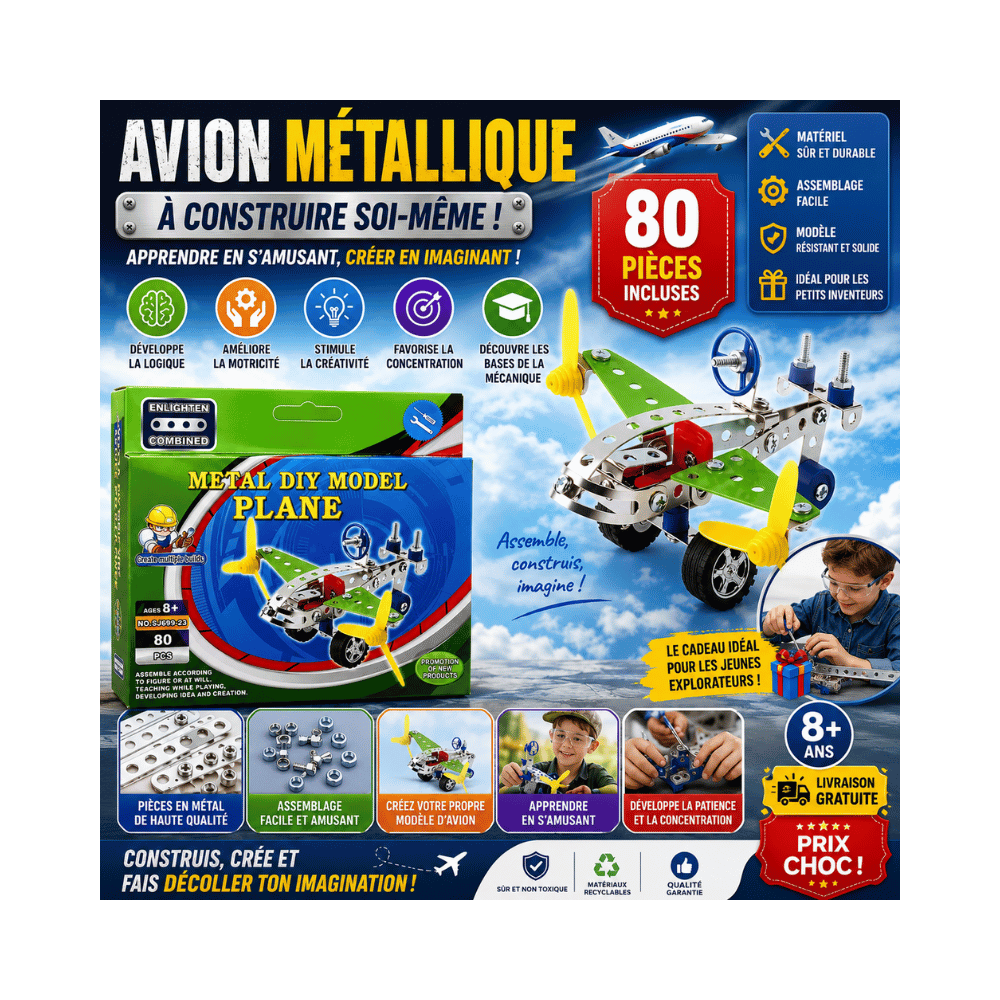 Maquette d'avion PINCHUANGHUI 80 pièces, kit de construction d'avion en métal 3D à monter soi-même