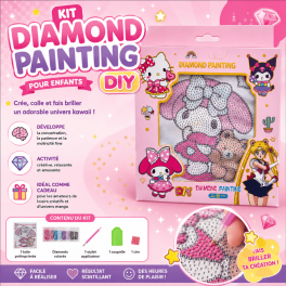Peinture diamant encadrée, format 20 x 20 cm, avec chrome et plateau
