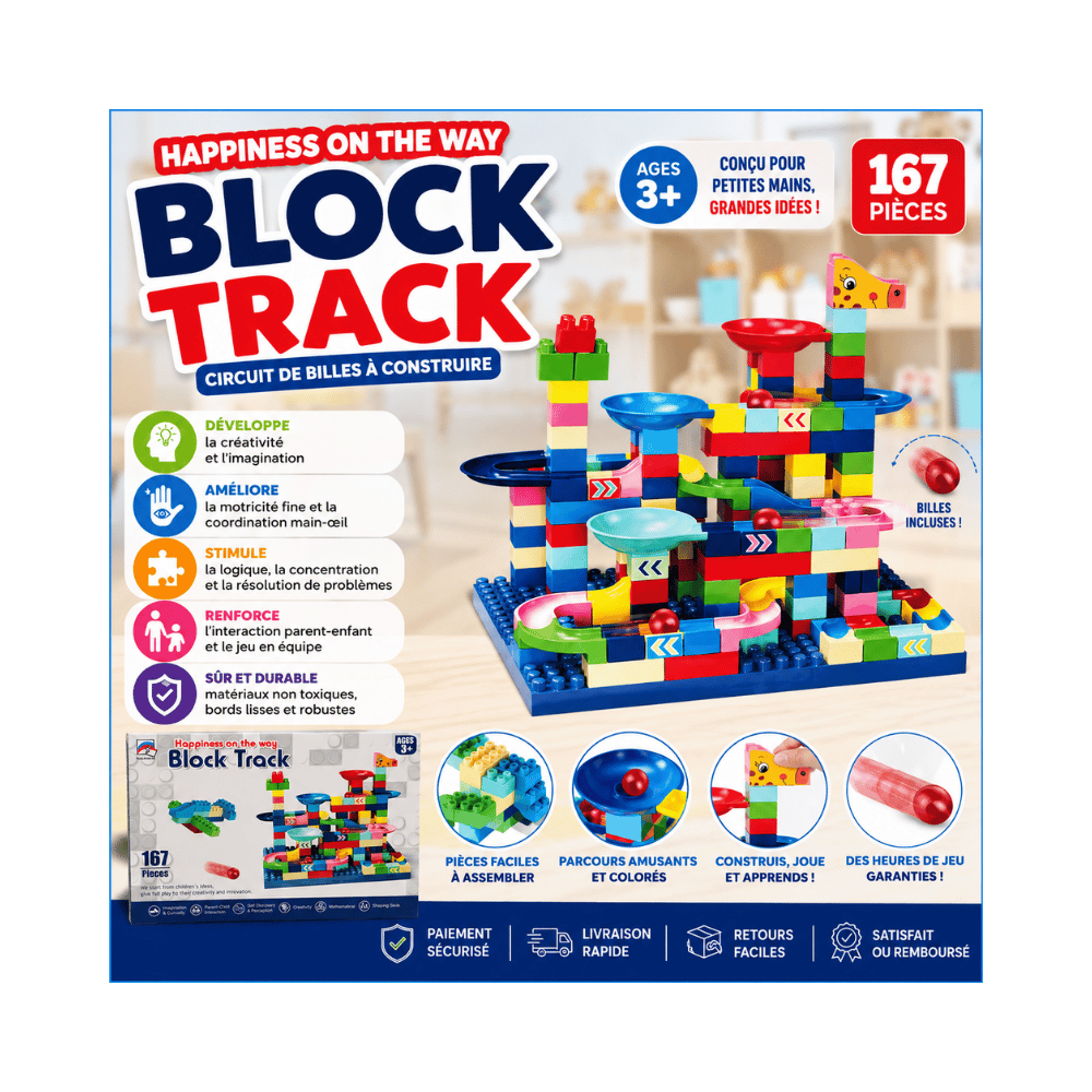 Jeu De Construction En Plastique Block Track  167 Pièces, 3 Ans Et Plus