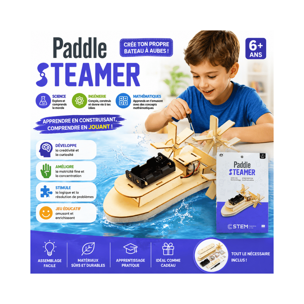 Jouets éducatifs en bois à construire soi-même, bateau à vapeur, jouets scientifiques STEM, ensemble de jouets pour enfants