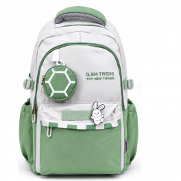 Sac à dos scolaire vert et blanc