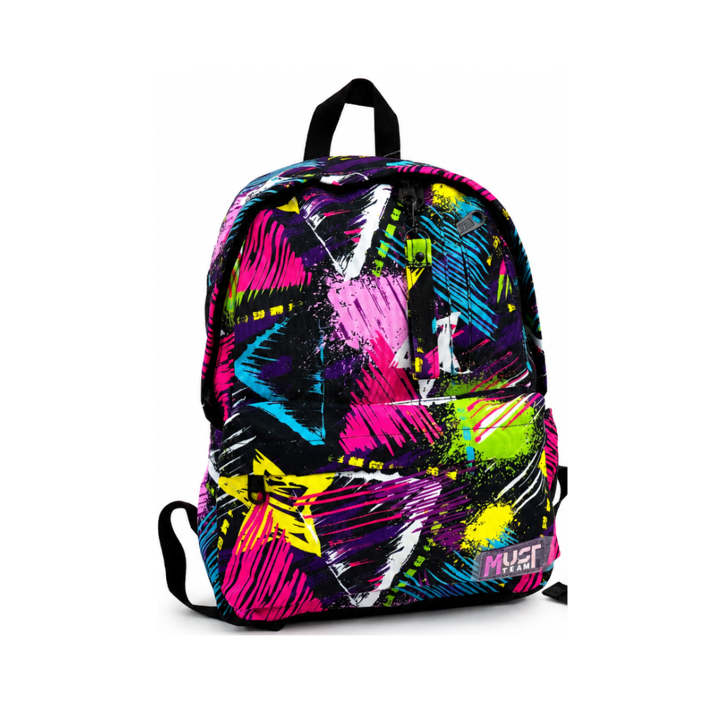 Sac à dos scolaire MUST Team au design graffiti moderne et multicolore