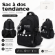 Sac à dos scolaire tendance en noir