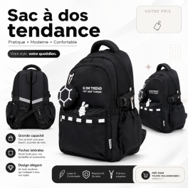 Sac à dos scolaire tendance en noir