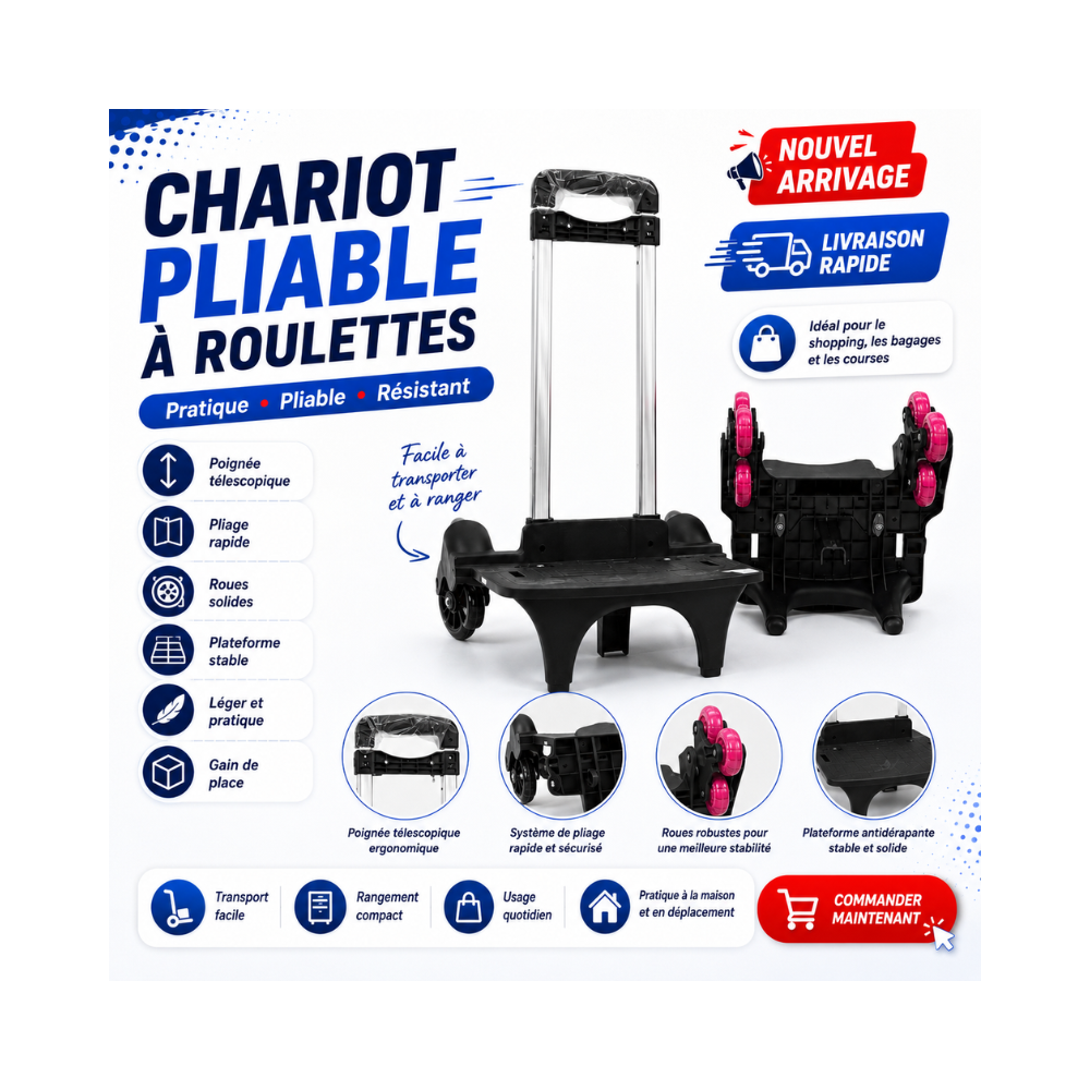 Chariot pliable à roulettes