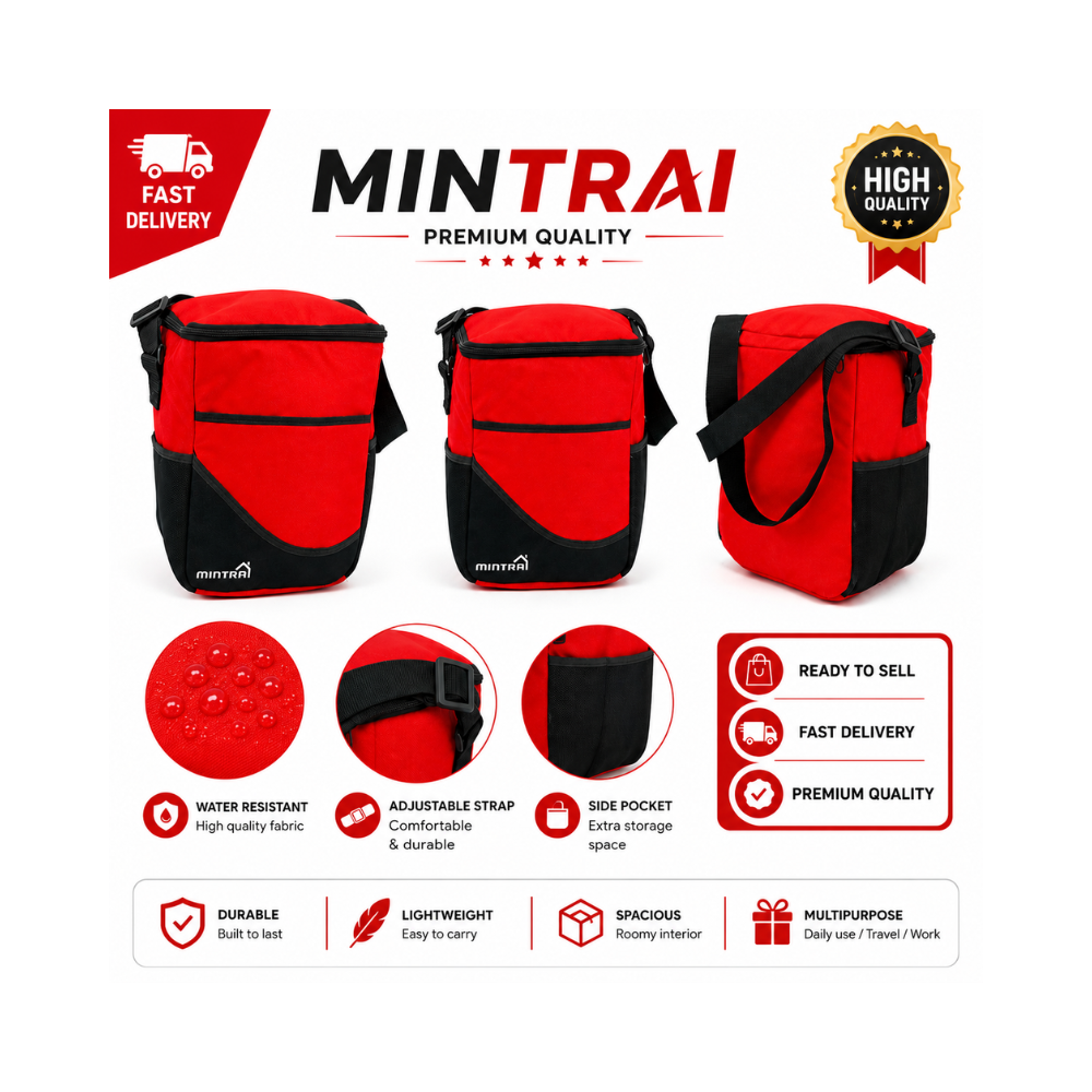 Sac repas MINTRAI rouge et noir au design moderne