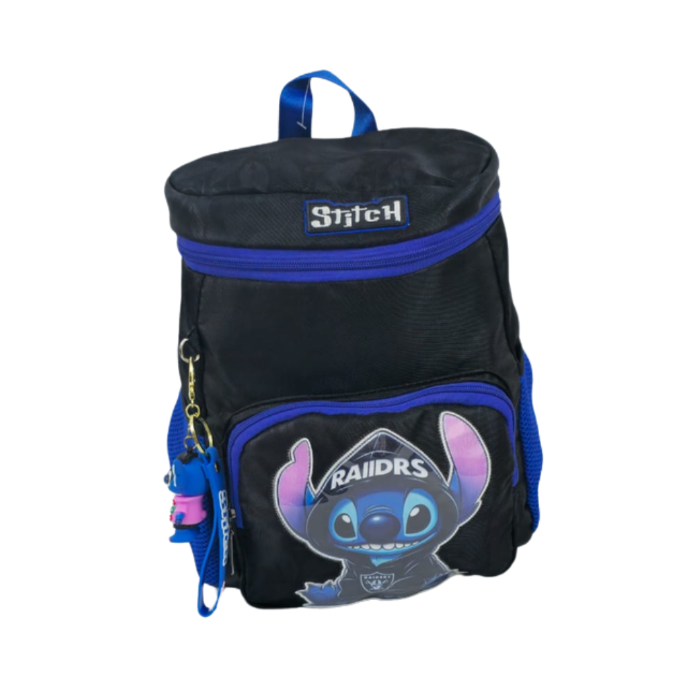 Sac à dos enfant au design coloré avec personnage bleu style cartoon