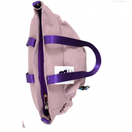 Sac cabas pour étudiante couleur rose poudré avec anses violettes