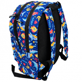 Sac à dos scolaire bleu à motifs marins