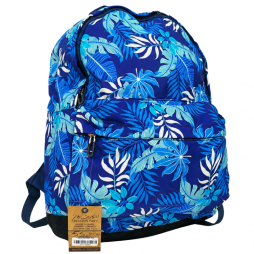 Sac à dos scolaire bleu à imprimé tropical