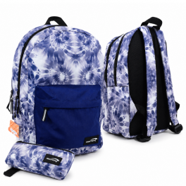 Sac à dos scolaire Mintra à effet tie-dye bleu et blanc