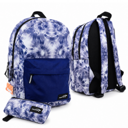 Sac à dos scolaire Mintra à effet tie-dye bleu et blanc