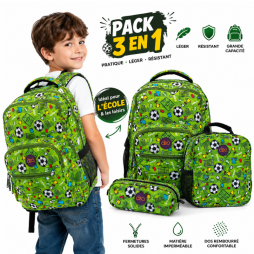 Pack scolaire 3 en 1 pour garçon à motif football