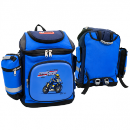 Sac à dos scolaire Smart Bag bleu au thème moto