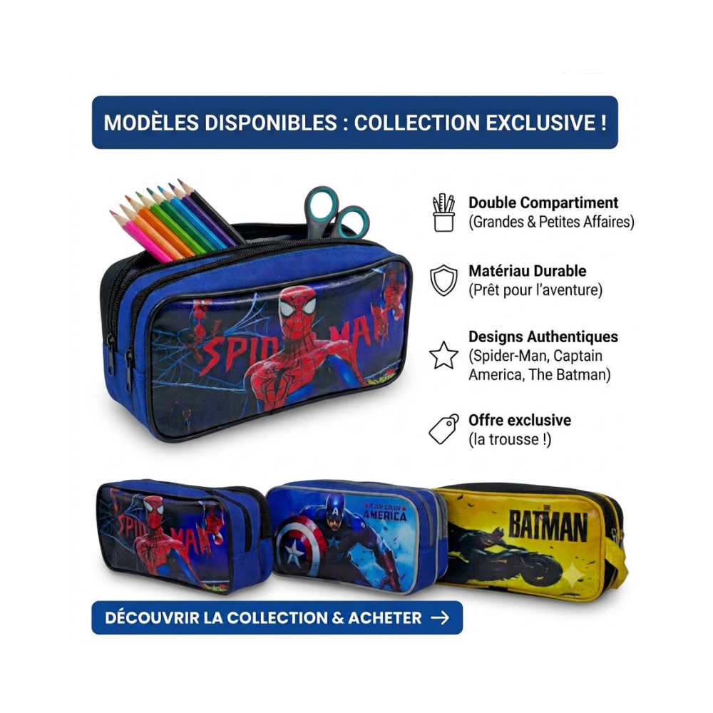 Trousse scolaire à double compartimen