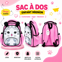 sac à dos rose pour enfant au design chat kawaii