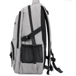 Sac à dos scolaire gris clair au design moderne et polyvalent