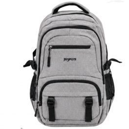 Sac à dos scolaire gris clair au design moderne et polyvalent