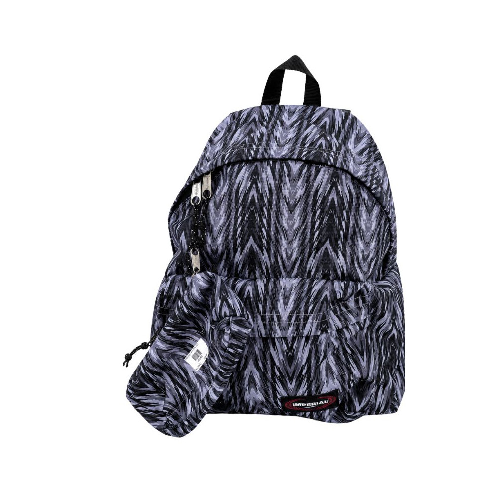 Ensemble scolaireImperial composé d’un sac à dos au motif abstrait noir, gris et blanc