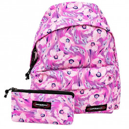 Sac à dos IMPERIAL rose à motif floral avec trousse assortie