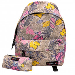 Sac à dos IMPERIAL beige à motif feuillage avec trousse assortie