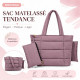Sac matelassé tendance avec pochette assortie – Rose poudré