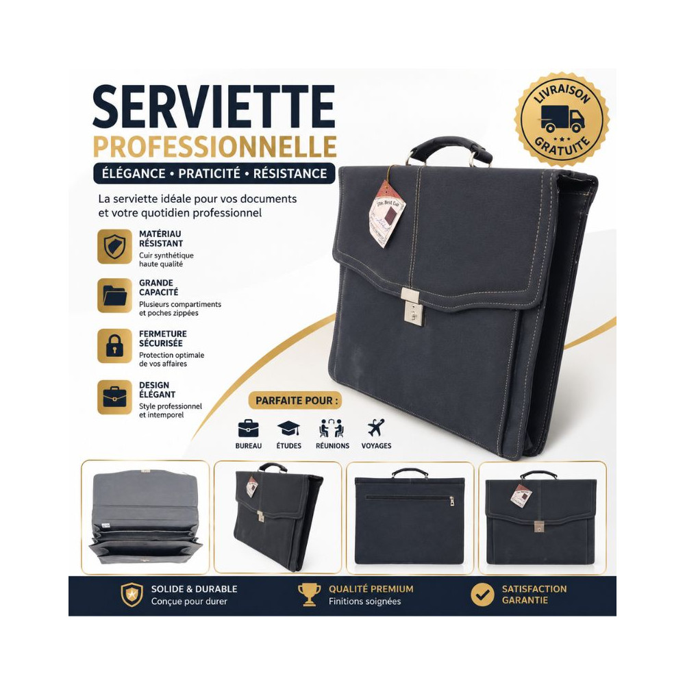 Serviette professionnelle en similicuir