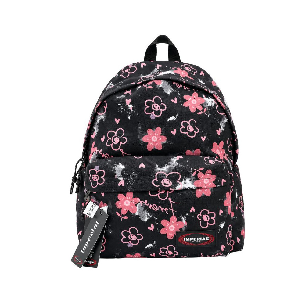 Sac à dos scolaire Imperial motif fleurs roses