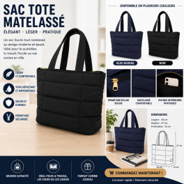 Sac Tote Matelassé (Noir / Bleu marine)
