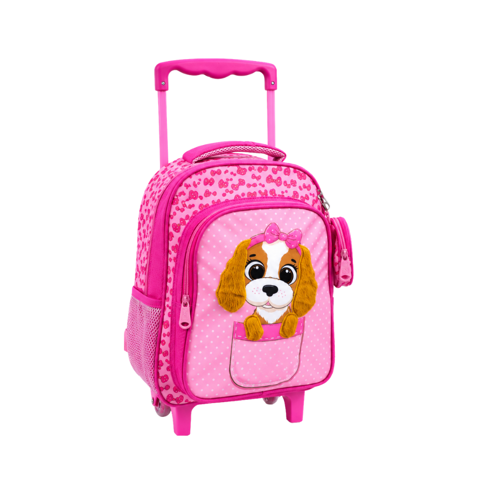 sac à dos à roulettes MUST au design adorable avec un petit chien en relief