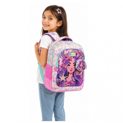 Sac à dos scolaire MUST  Sirène Rose & Violette