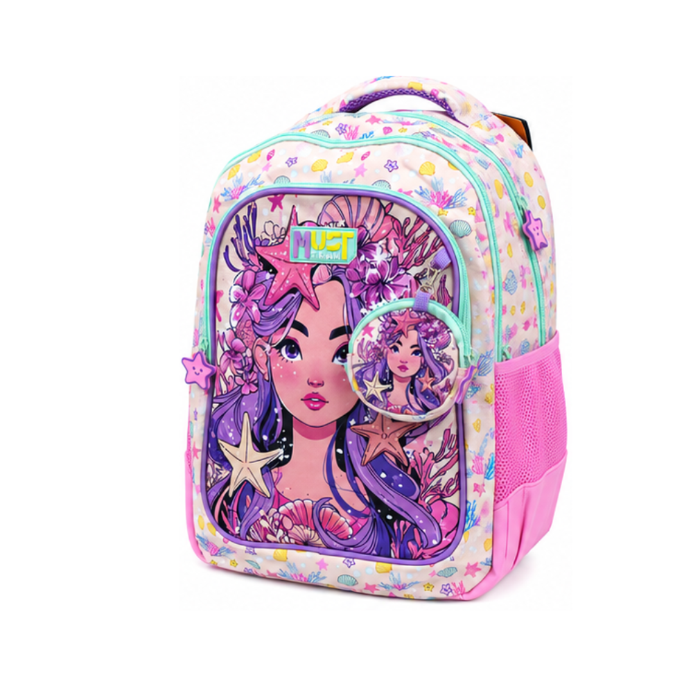 Sac à dos scolaire MUST  Sirène Rose & Violette