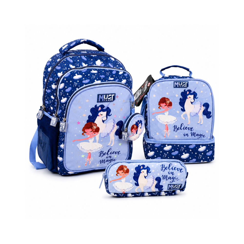 set scolaire MUST TEAM 3 pièces au design féerique