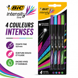 POCHETTE DE 4 STYLOS BIC INTENSITY FINE - COULEURS ASSORTIES