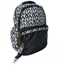 Sac à dos scolaire moderne au motif géométrique