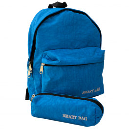 Sac à dos scolaire bleu Smart Bag avec trousse assortie