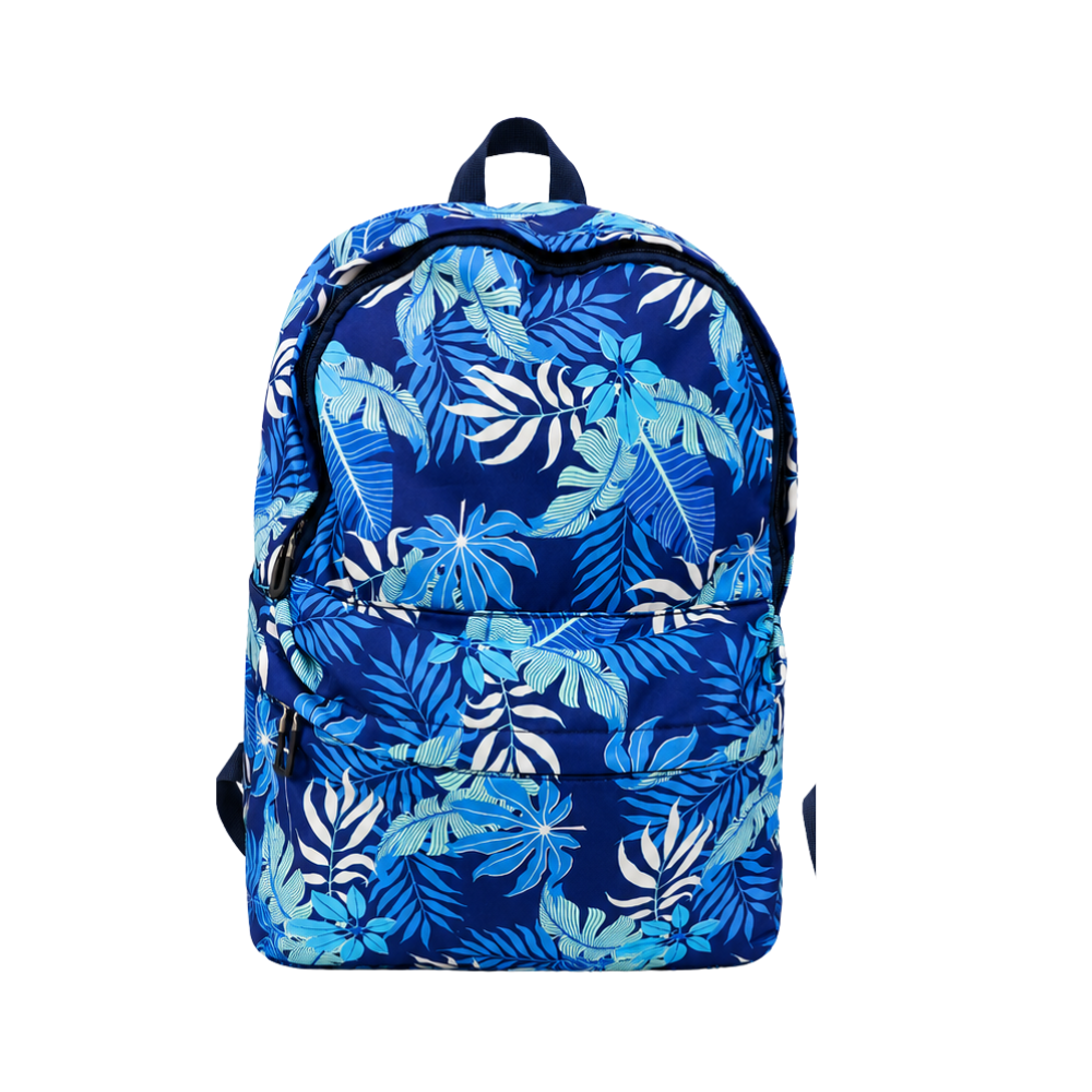 sac à dos bleu marine au magnifique motif tropical