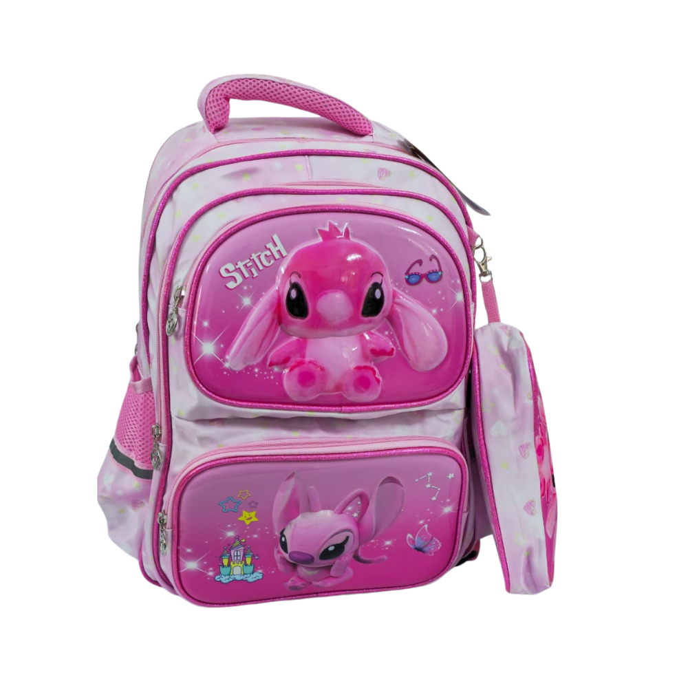 ce joli sac à dos scolaire rose inspiré de Stitch