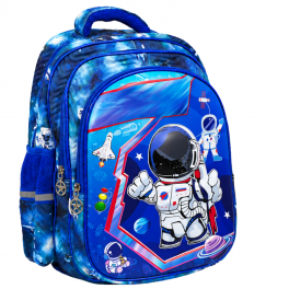 Sac à dos scolaire enfant bleu au thème astronaute et espace