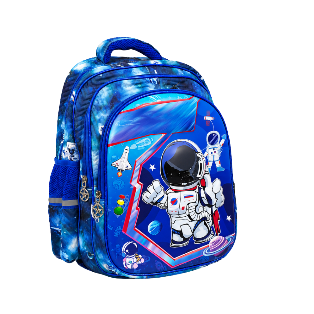 Sac à dos scolaire enfant bleu au thème astronaute et espace