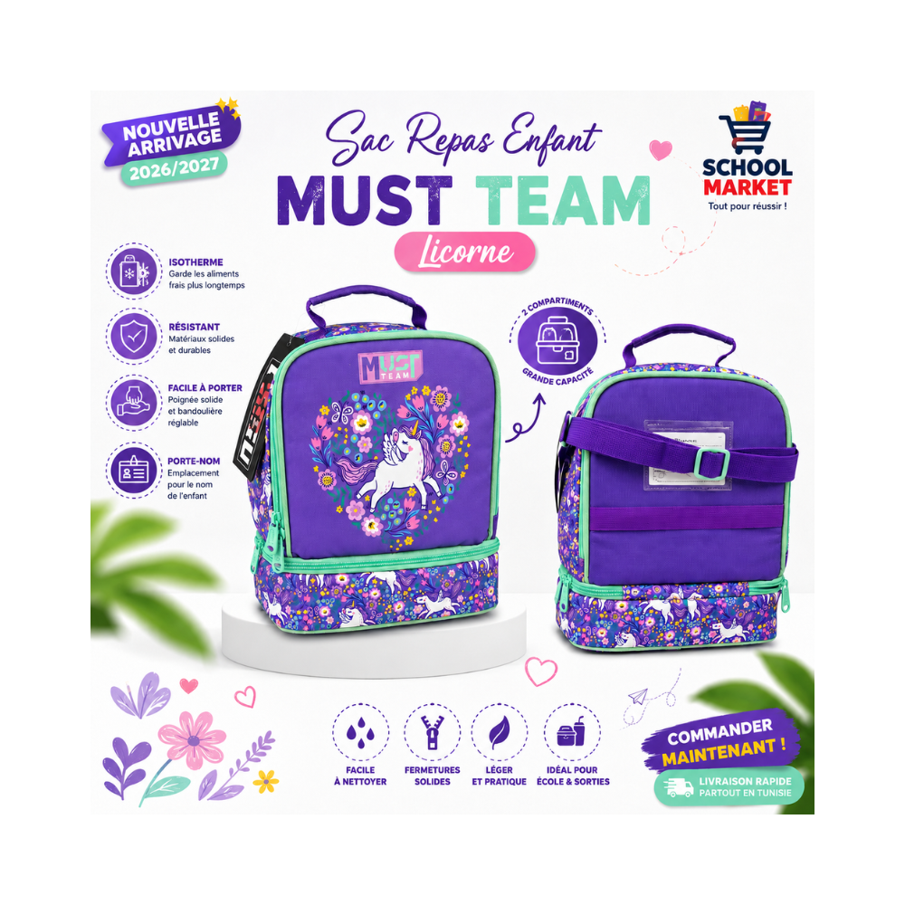 Sac repas pour enfant MUST Team au joli design licorne
